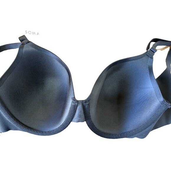 Soma Bra Vanishing Back Full Coverage 38B Solid Black Seamless Underwire NWT - Picture 3 of 9
